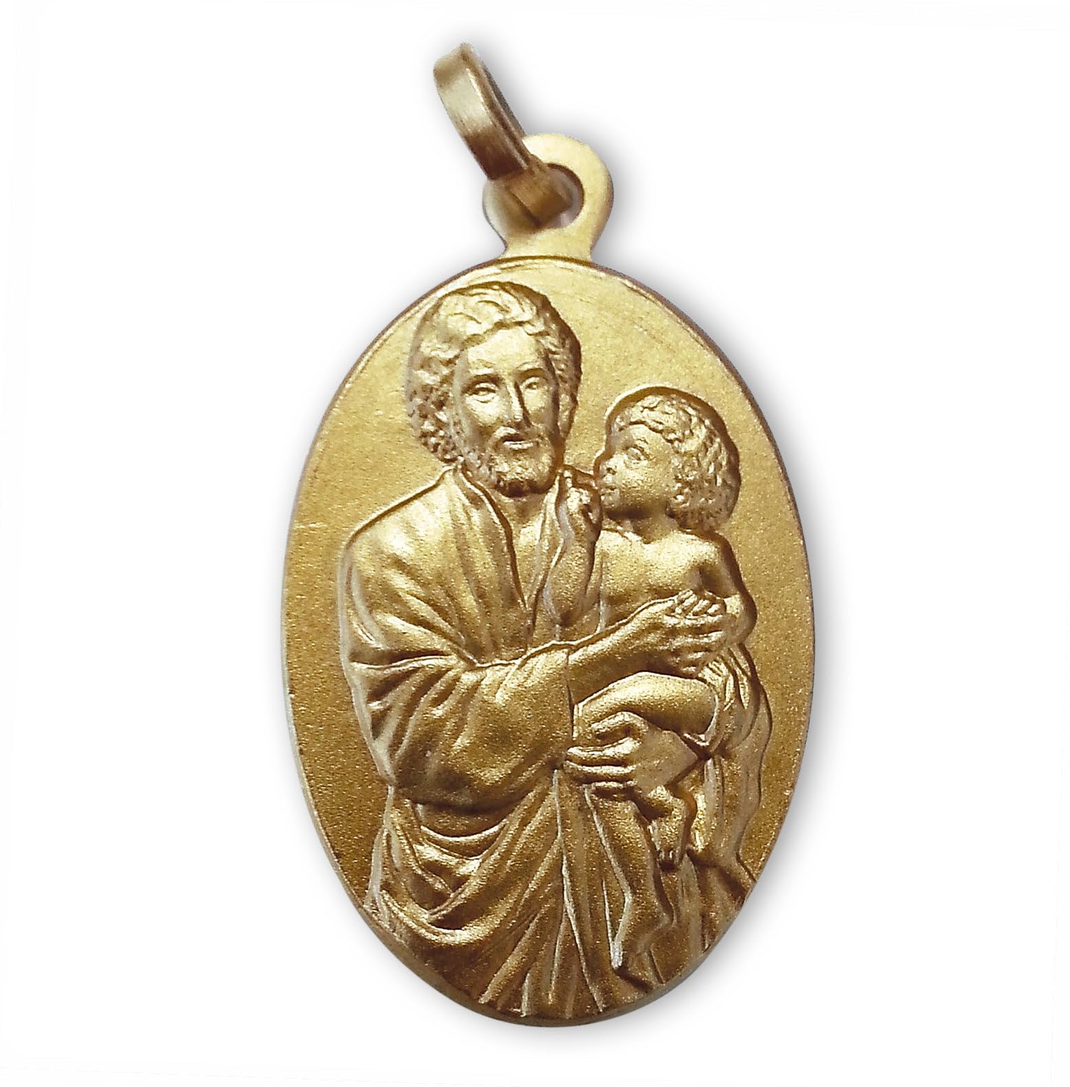 SHALOM - Médaille Saint Joseph En Argent 925 Humide Or. Hauteur 2,2 Cm