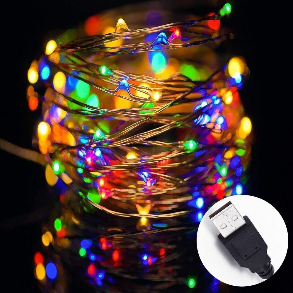 Lexton 5 Metre Copper String Led Light | USB Sourced for Indoor & Outdoor Decorations, Diwali, Christmas, Wedding, Party, Lawn (Pack of 1, Multicolor)