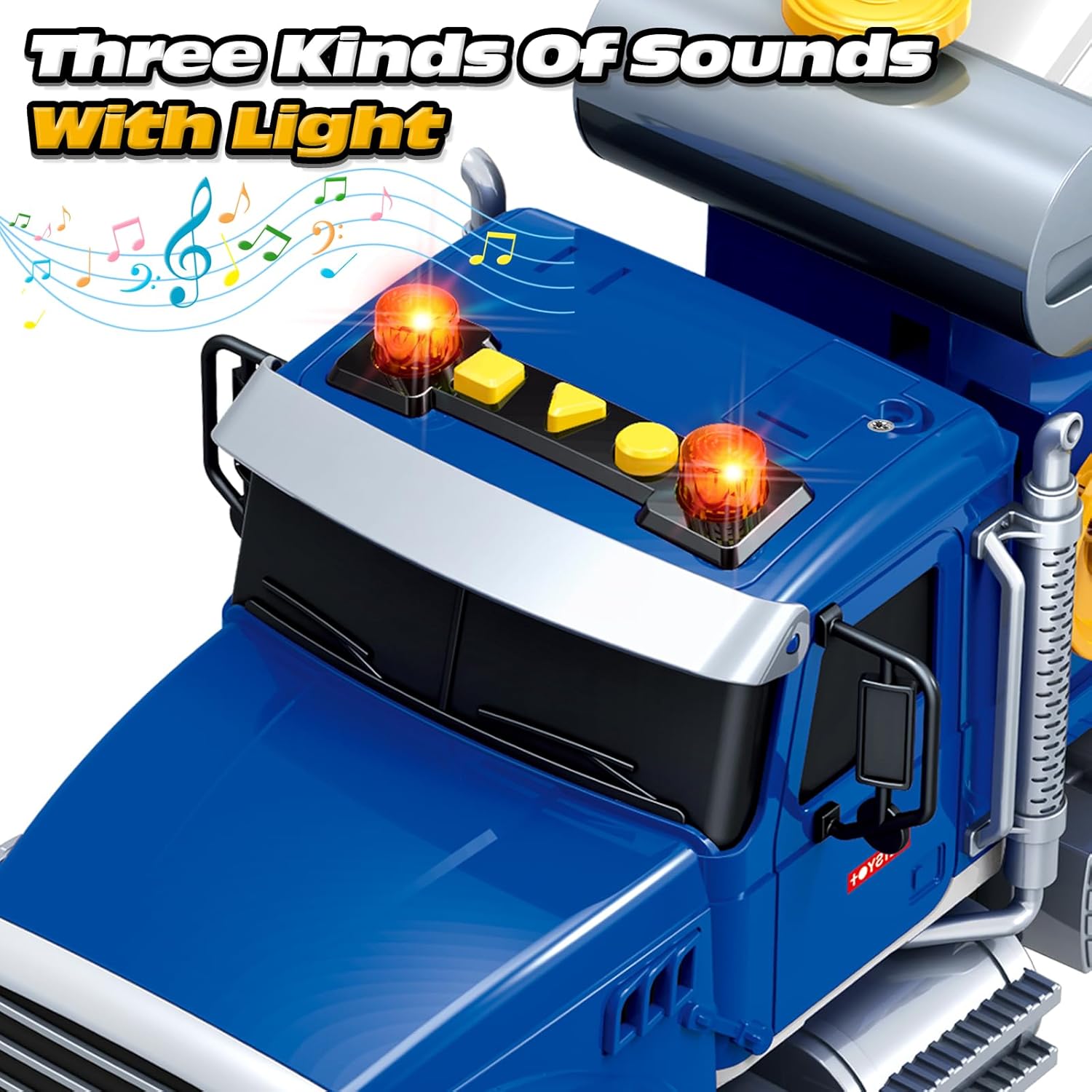Bstoyder Kids Toys for 3 4 5 6 7 8 Years Old Boys, 15" Large Cement Mixer Truck Toy with Lights, Sounds, Blue Toddler Friction Powered Truck Vehicle Toy for Boys Girls Christmas Birthday Gifts