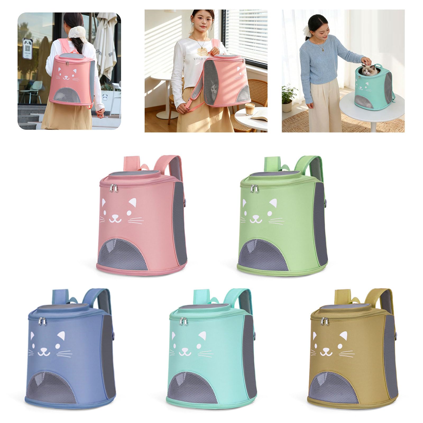 Zaino per animali domestici, con tracolla ergonomica, grande capacità, traspirante, per cani di piccola taglia, gatti, viaggi e passeggiate