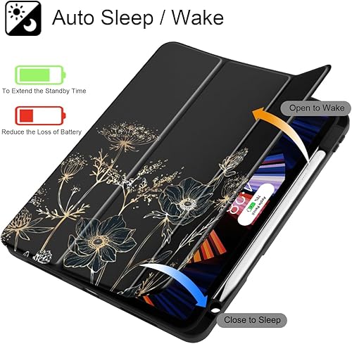 Miniatura 3 de May Chen Funda para iPad de 12.9 pulgadas (65433 generación, 2022202120202018), soporte para lápiz + soporte triple para apagado y encendido