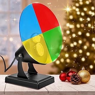 Christmas Tree Color Wheel with 2PCS E27 LED Light,Red/Yellow/Blue/Green Rotating Color Wheel Lights,120V 5W