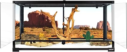 REPTI ZOO 50 Gallon Reptile Glass Terrarium Tank Double Hinge Door with Screen Ventilation Large Reptile Terrarium 36" x 18" x 18"(Knock-Down)