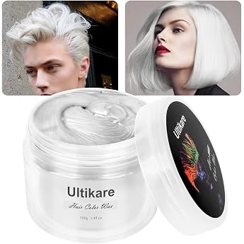 Temporary Hair Color Cream Ultikare Hair Color Wax Temporary Hair Wax Color Instant DIY Cosplay for Carnival Christmas Halloween Parties for Men and Women White