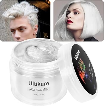 Temporary Hair Colour Cream, Ultical Hair Colour Wax Temporary Hair Wax Colour Instant DIY Cosplay for Carnival Christmas Halloween Parties for Men and Women White