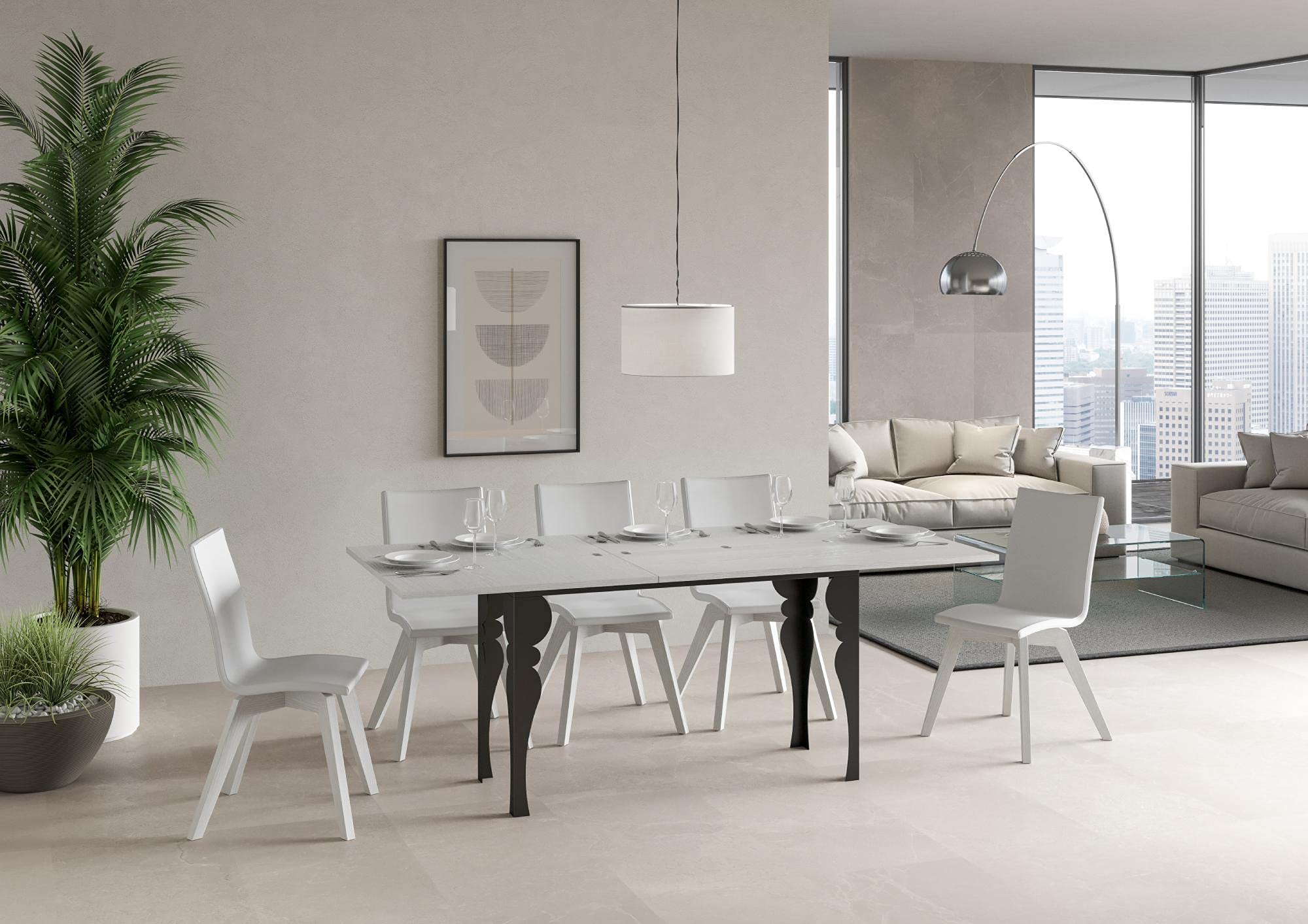 Decor Space Table Pistoia extensible en bois pour salle à manger (extensible jusqu'à 200 x 90 cm, noix)