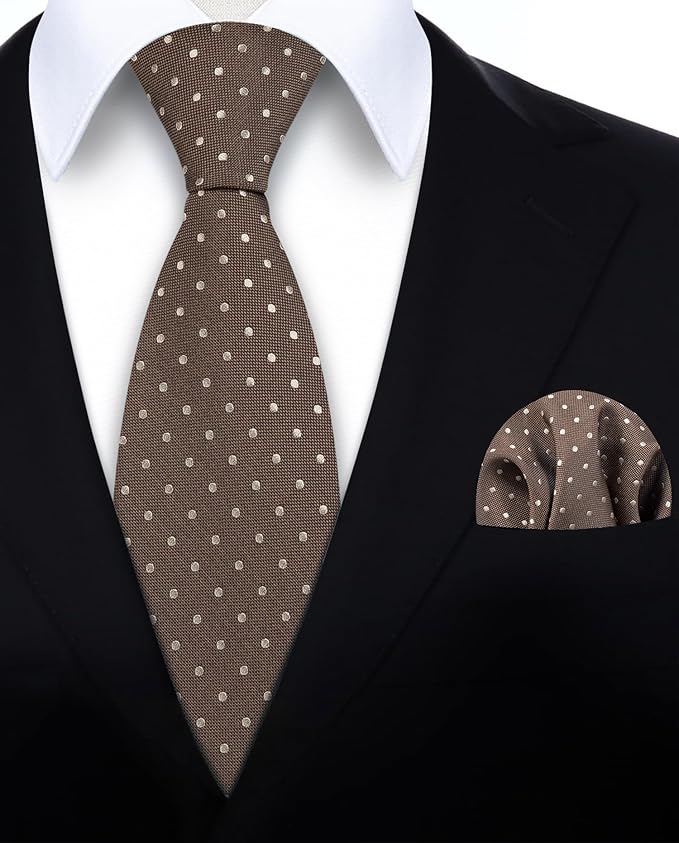 Corbata Hisdern Hombre Lunares Seda Pañuelo Negocios Boda miniatura 2