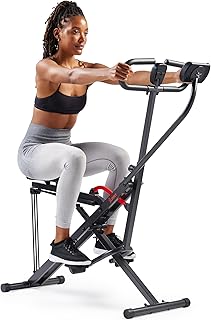 Sunny Health & Fitness Smart Row-N-Ride Squat Machine Entrenador Plegable, Entrenamiento Completo para Glúteos, Cuádrice...