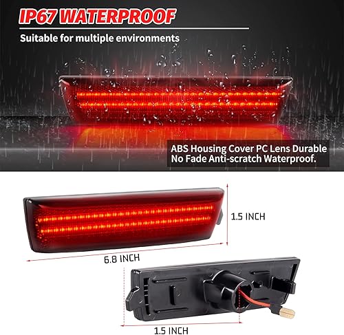 Miniatura 6 de Luz LED de marcador lateral trasera, lente ahumada, compatible con Chevy Malibu 2008-2012, 2 piezas, 5 veces más brillante, IP67 impermeable, Plug