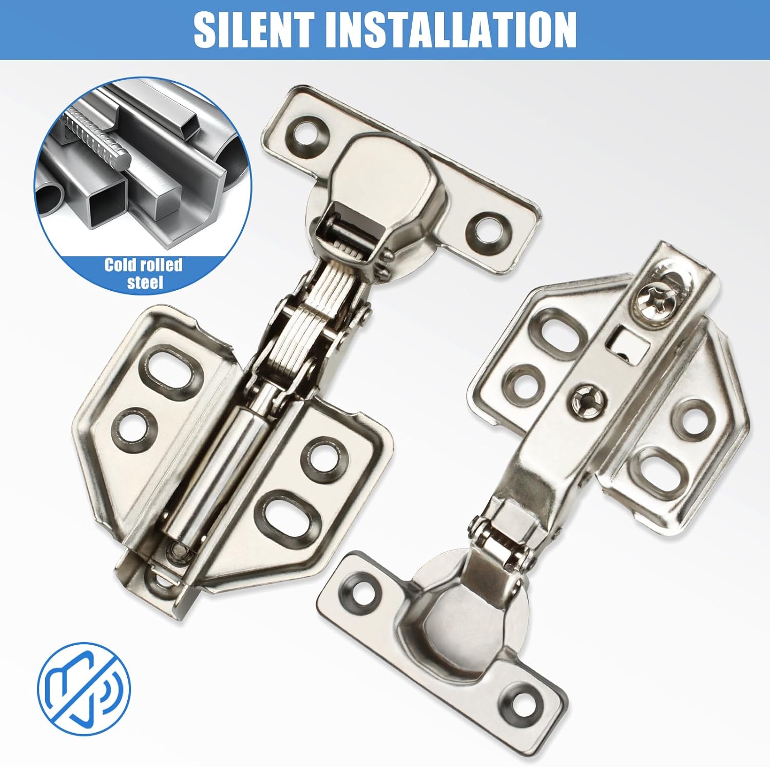 4 Pcs 26mm Soft Close Cabinet Hinge 90-110 Degree Full Overlay Kitchen Door Hinge Concealed Kitchen Cupboard Hinges Cupboard Door Hinges with Screws