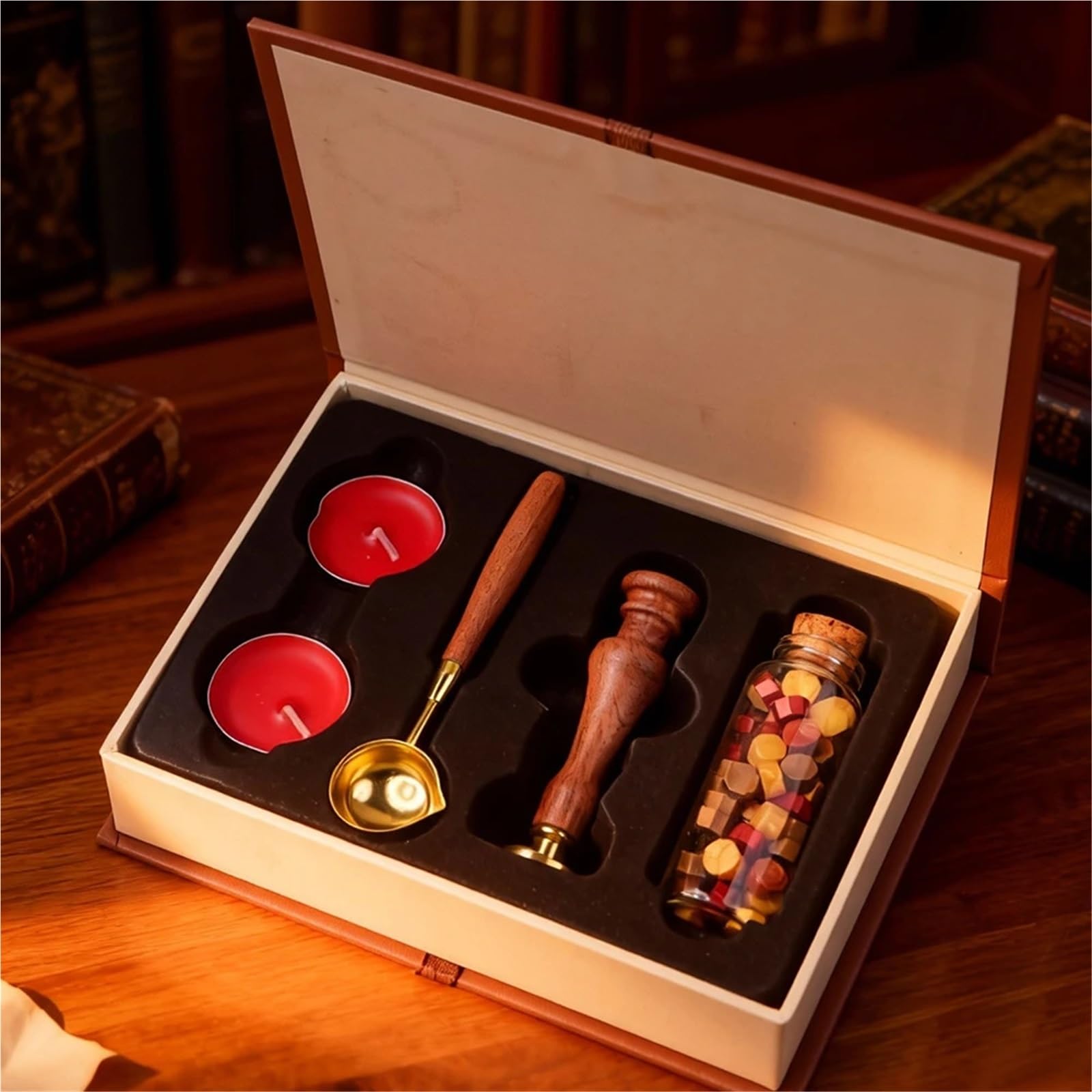 Ceralacca Set Di Timbri for Sigillo Di Cera Con Manico In Legno Massiccio | Cucchiaio fondente, candele con perline Kit di sigillatura vintage for lettere di invito(158pcs Xmas)