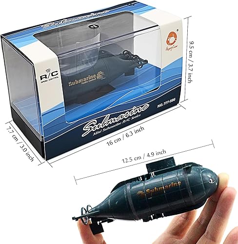 Miniatura 6 de Tipmant Mini RC Nuclear Submarino Juguete de Control Remoto Barco de Buceo Eléctrico Peces Tanque de Agua para Niños Regalos (azul) Azul,Negro