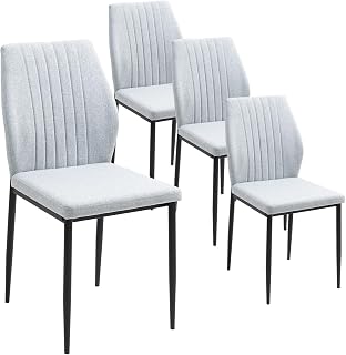 Sillas de Comedor Pack de 4, Sillas Cocina con Patas de Metal Negro, Adecuadas para Comedor, Sala de Espera, Estar Dormitorio