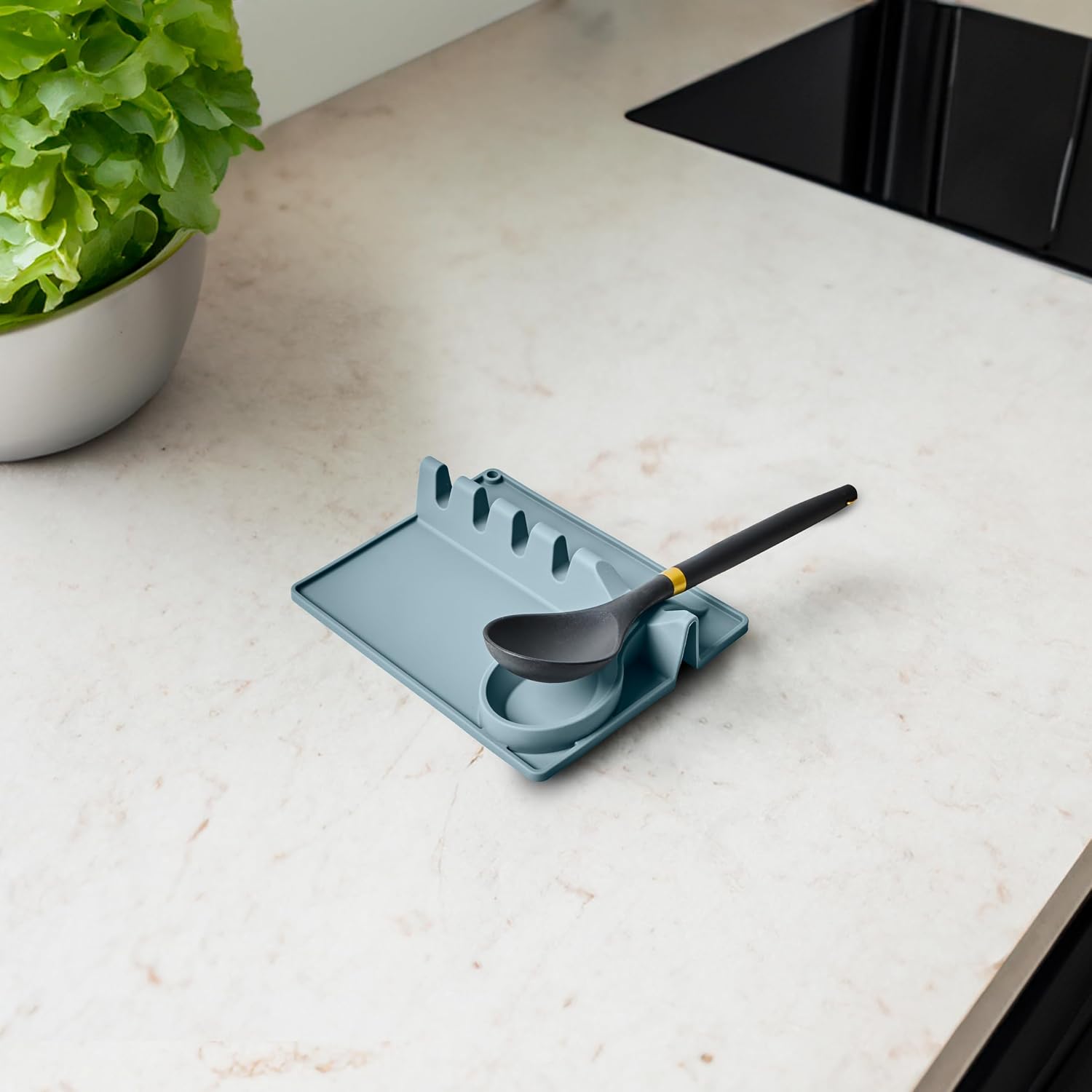 Core Kitchen - Silicone Utensil Rest with Spoon Holder - Sterling