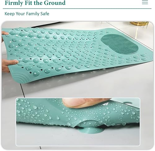 Miniatura 4 de Tapete de ducha antideslizante  Tapete antideslizante para bañera con ventosas  Drenaje rápido y función de masaje de pies  Lavable a máquina y