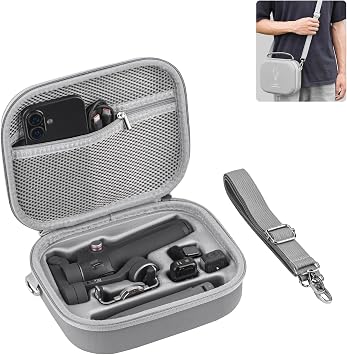 Osmo Mobile 7P Carrying Case, PU Portable Shoulder Bag for DJI OM 8/7/Pro Protective Travel Storage Case Smartphone Gimbal Stabilizer Accessories, Gray