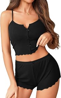 Avidlove Cami Short Set for Women Sexy 2 Piece PJ Set Ribbed Lingerie Sleepwear Set Cute Nightwear with Bow