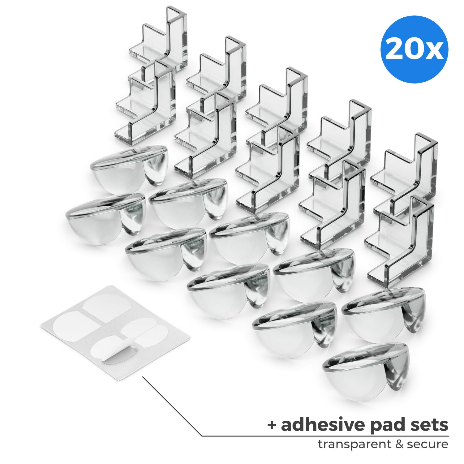 DeleyCON 20 Pièces Protection D'Angle Bébé - 10 Ronds + 10 Angulaires, Silicone Transparent Pour Meubles, Table, Coin Et Bords
