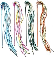 IUHKBH 4-Pack Cat Wand Toys - Interactive Plush Strip Teaser Wands with Bell for Kitten Exercise & Fun Play