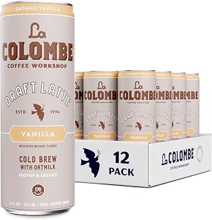 La Colombe Oatmilk Vanilla Latte Cold Brew, 11 fl oz Cans (12 Pack) - Vegan Dairy-Free Ready-to-Drink Coffeehouse Latte