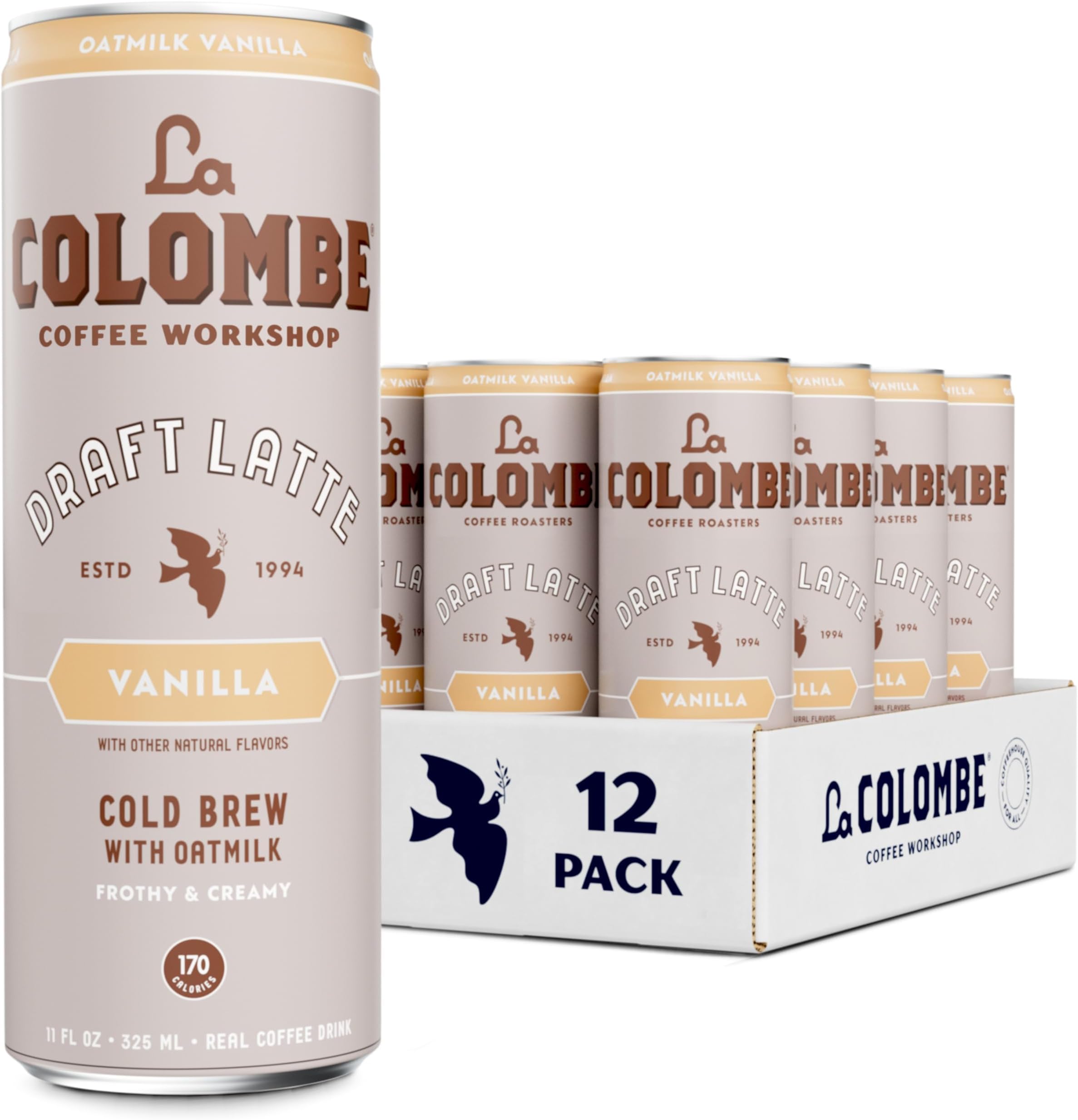 Coffee, Oatmilk Vanilla Latte, 11 fl oz Cans (Pack of 12), Coffeehouse Quality Cold Brew, Specialty Grade Coffee Beans, Ready-to-Drink On-the-Go