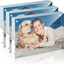 TWING 5x7 Acrylic Frame 3 Pack,20MM Thicker Frameless Clear Picture Frames | Freestanding Double Sided Magnetic Picture Frame,Acrylic Picture Frames for Desktop Display with Microfiber Cloth,Gift Ideal