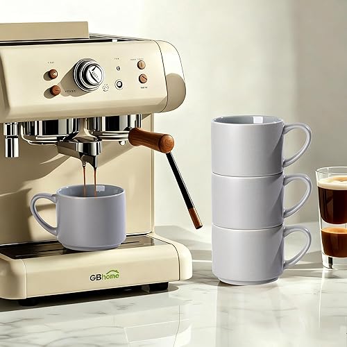 Miniatura 4 de GBHOME Juego de 6 tazas de café de 14 onzas, tazas de cerámica apilables para hombres y mujeres, tazas de café modernas con base estable para café