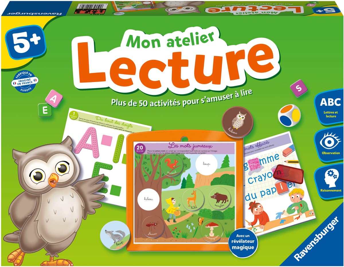 Ravensburger - Jeu Educatif - Mon Atelier Lecture - Coffret Complet éducatif - Apprentissage de la Lecture - 50 activités - A partir de 5 Ans - 24074