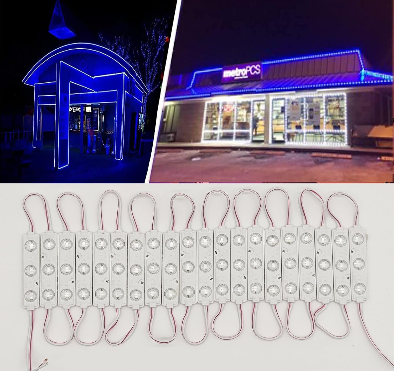 LED Module, 100PCS Red Light for Signs, 12V DC 5630 SMD 3 LED Window Light, Waterproof for Letter Advertising Sign Decor (Red, Power Supply NOT Included)