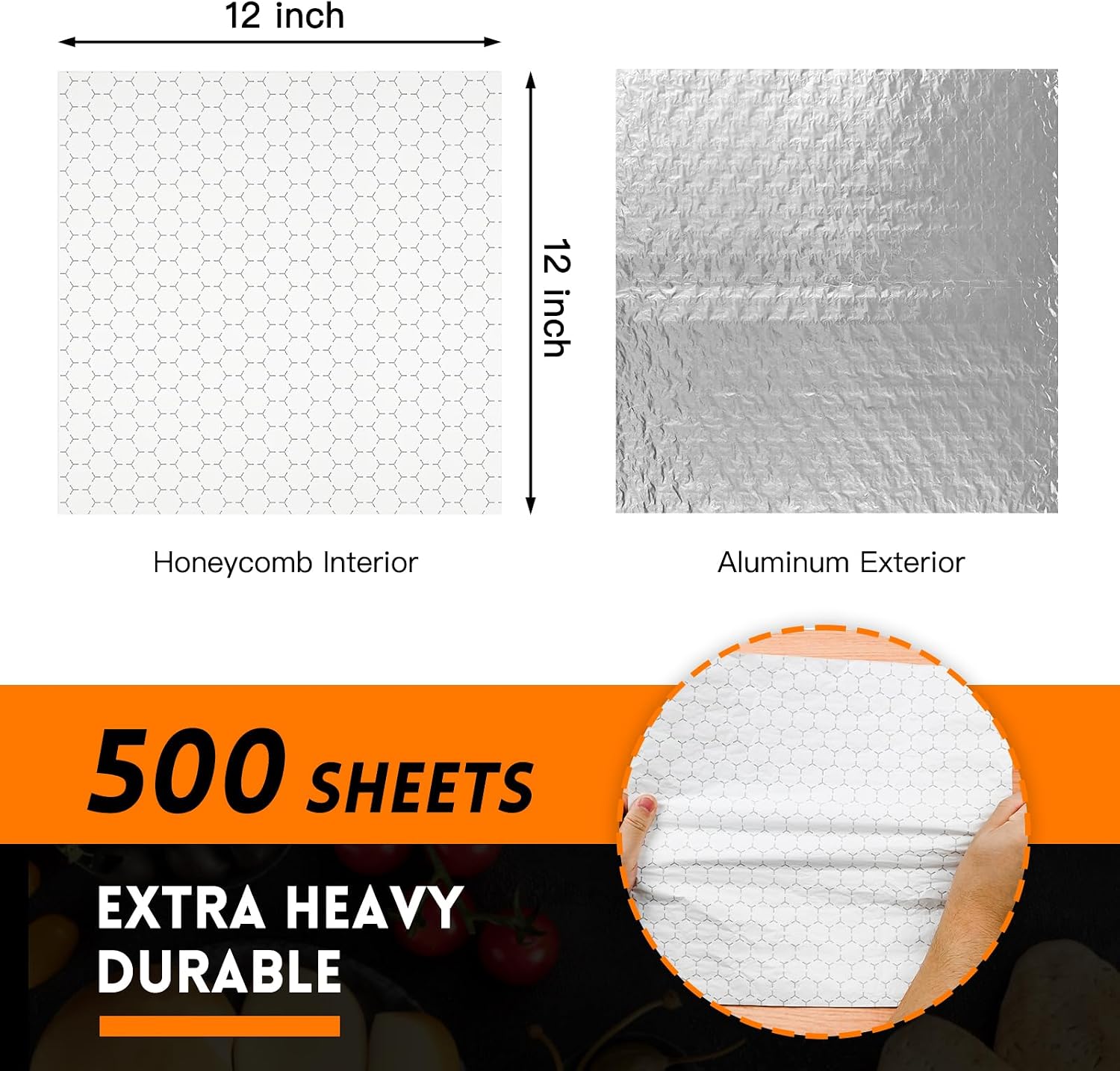 EcoDispose 500 Pcs Insulated Sandwich Wrappers, 12x12" Aluminum Foil Sheets image 2