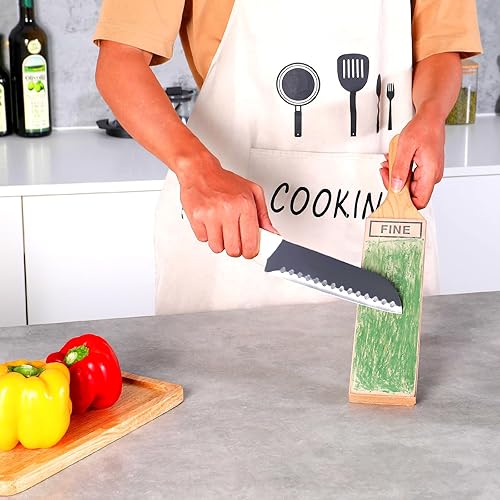 Miniatura 5 de Paleta de cuero de 3 x 15.7 pulgadas, grande mejorada para afilar cuchillos con pasta de diamante, kit de grapado de doble cara de cuero de vaca