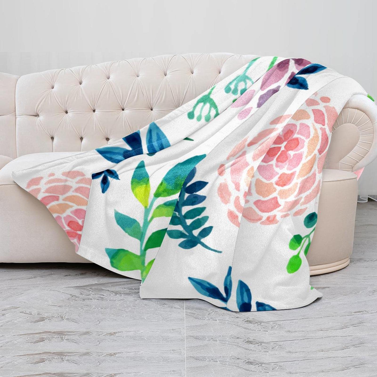Superweiche Flanell-Fleecedecke 101,6x152,4 Cm | Bauernhaus Design, Blau | Für Bett, Sofa & Reisen