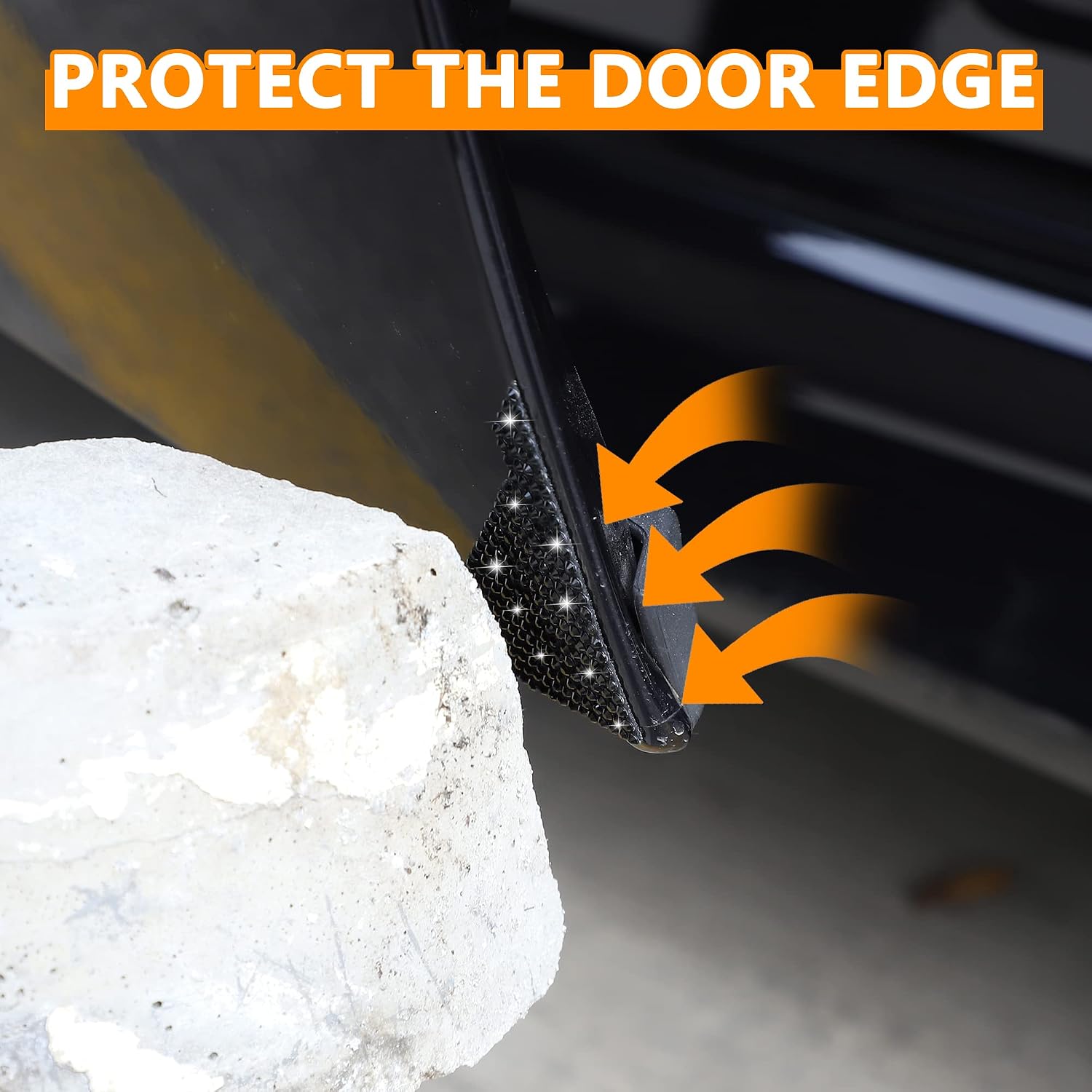 TOMALL Car Door Corner Edge Guards 4pcs Bling Rhinestone Anti-Scratch Car Door Edge Protector Sticker Door Corner Bumper Sticker(Black)