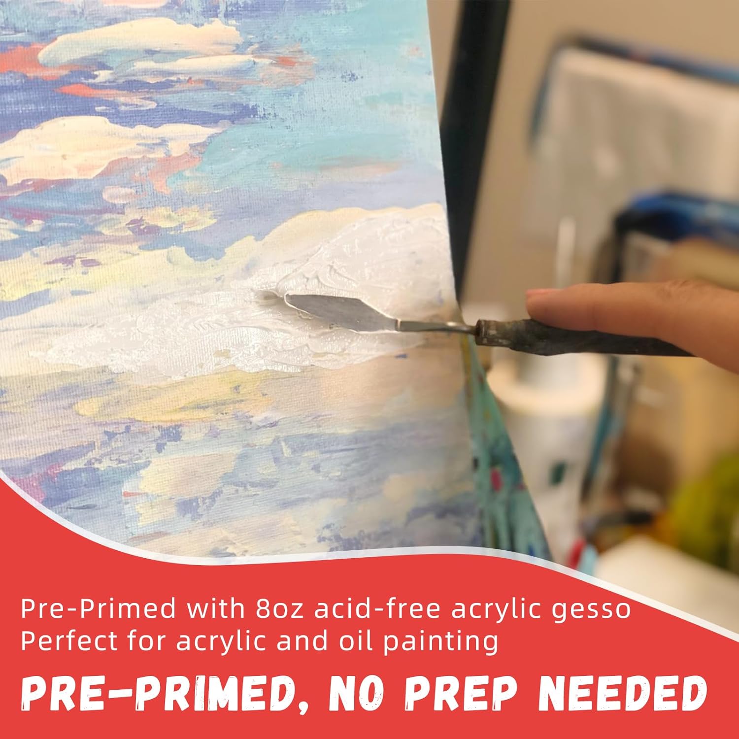 Simetufy 12 x 12 inch 12 Pack Painting Canvas Boards- Gesso Primed Acid-Free 100% Cotton Canvas Panels for Acrylics Oil Watercolor Tempera Paints - Image 3