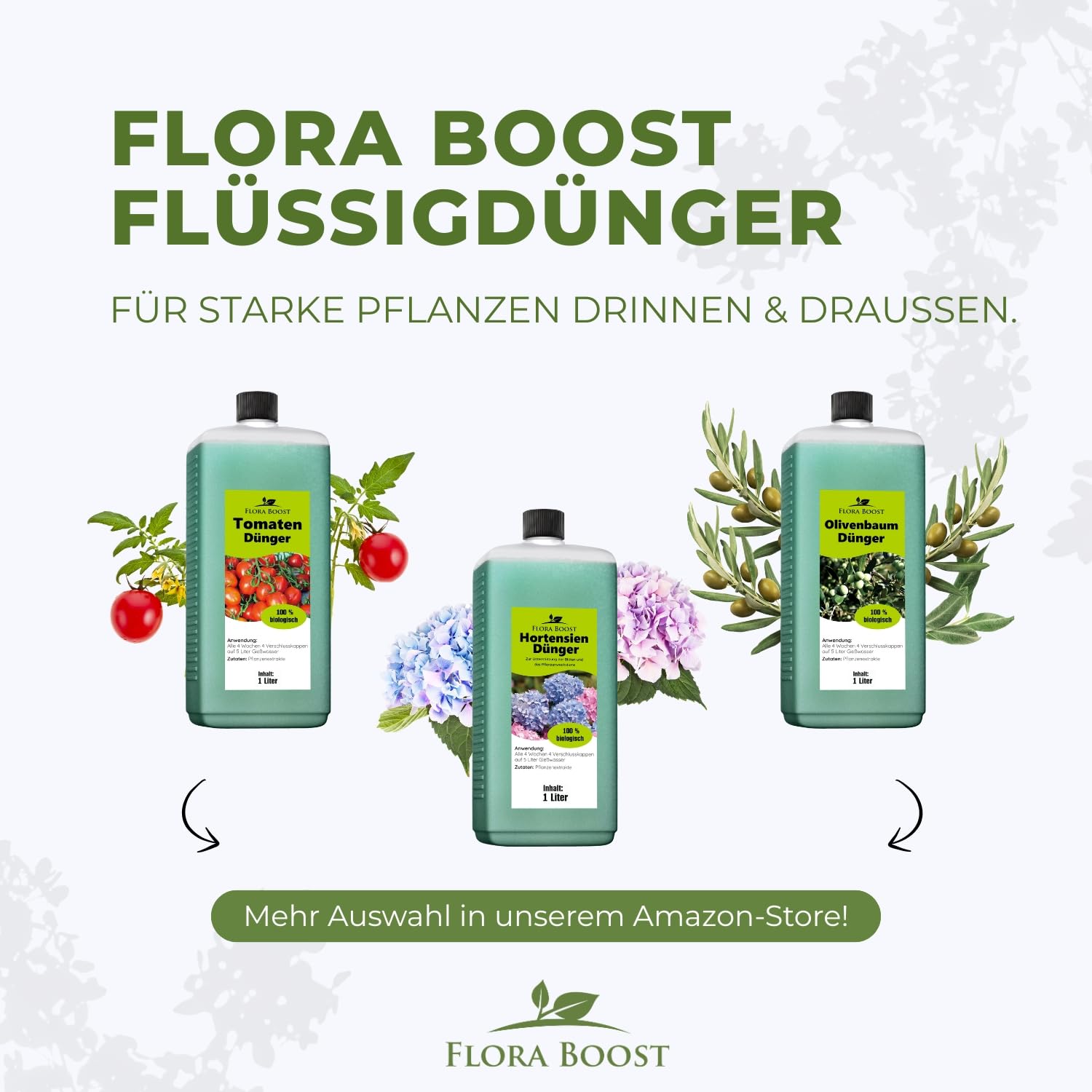 Konfitee Flora Boost Rhododendron Dünger 5000ml - Für bis zu 1000L Gießwasser - Blumendünger für Rhododendron Pflanzen - Flüssiger Blatt- & Wurzeldünger - 100% natürlicher Pflanzendünger