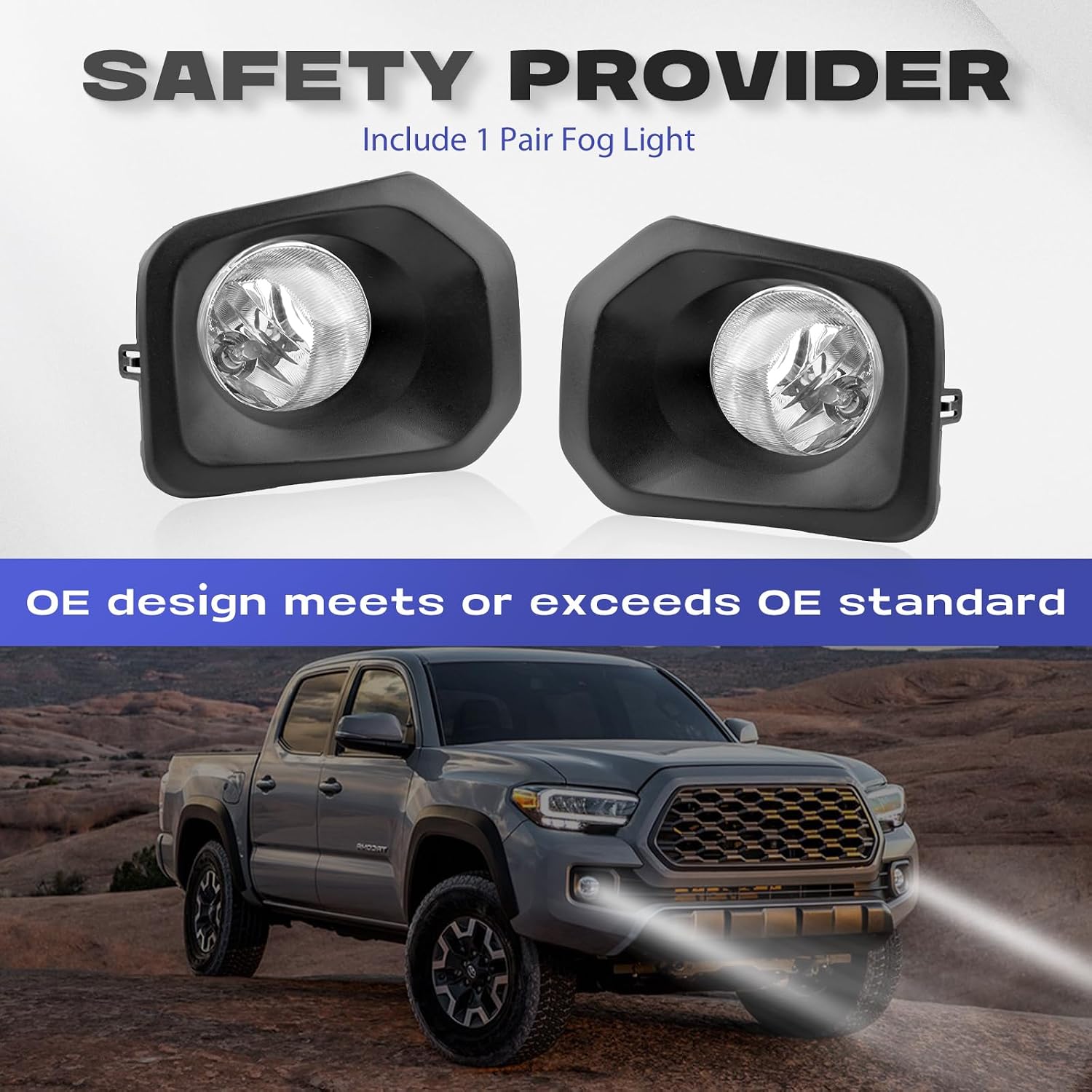 Fog Lights for 2016 2017 2018 2019 2020 2012 2022 Tacoma (Fits SR, SR5 Model Only) OEM Fog Lights Bumper Lamps Kit W/Cover Switch Wiring Black Bezel Clear Lens FL7021