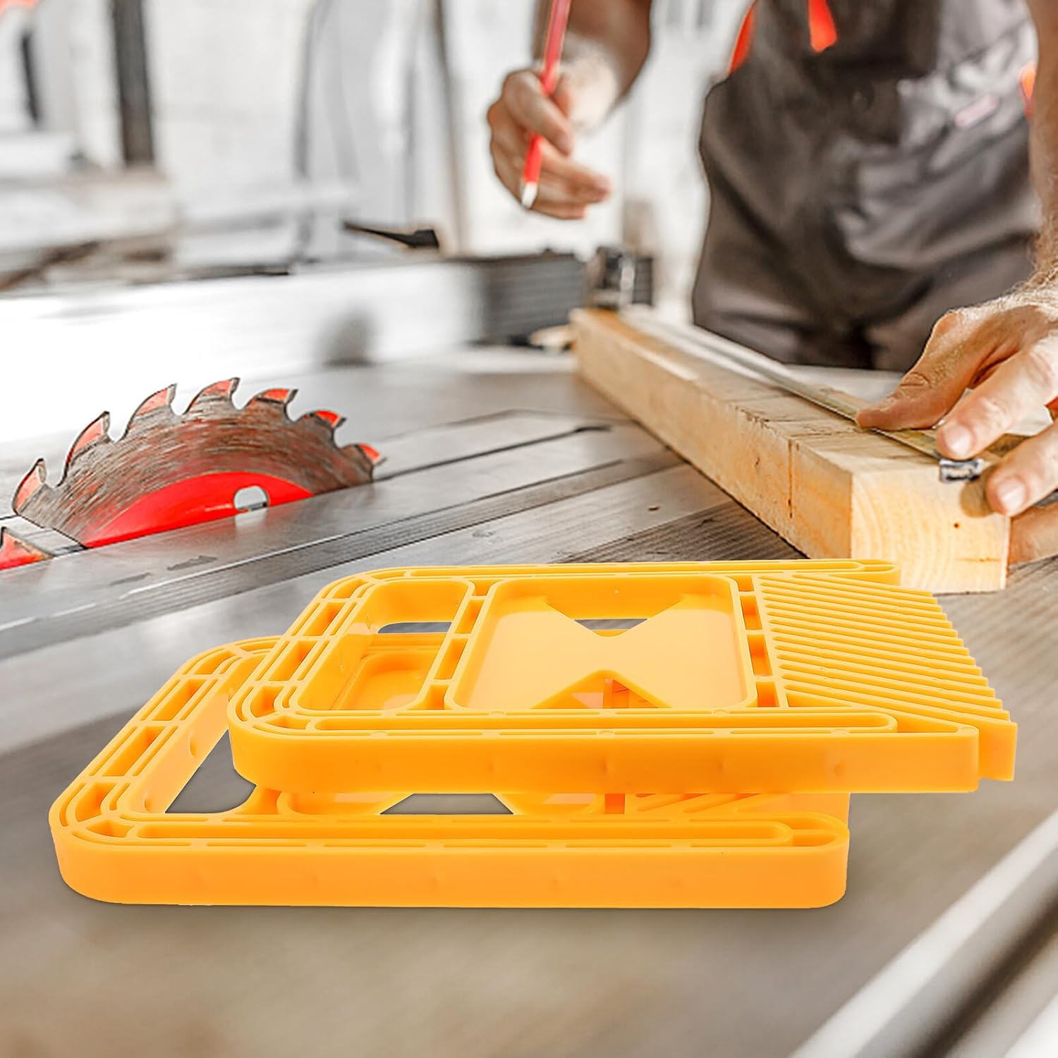 VOSAREA Woodworking Safety Featherboard Set for Table Saw and Engraving Machine, Extended Yellow Multifunction Boards for Operation Table Accessories