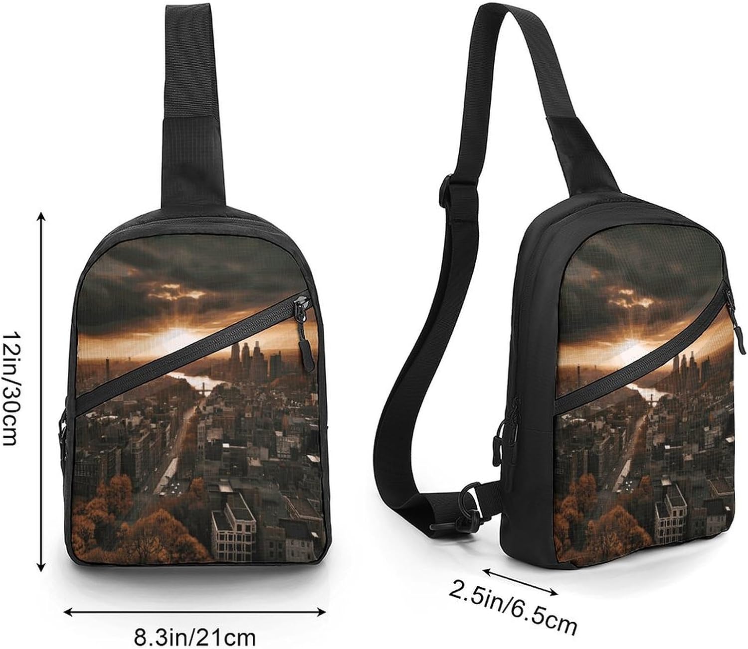 York City Sunset Picture Crossbody Backpack Sling Bag