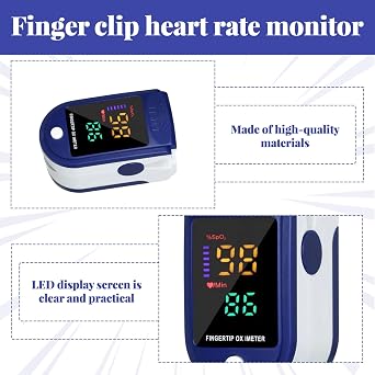 Finger Pulse Oximeter,Led Spo2 Monitor for Adults & Kids,Oxygen Monitor Finger Adults,Accurate Blood Oxygen Saturation Meter with Hanging Chain for Home/Travel/Hospital Use(Blue)