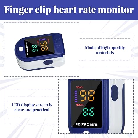 Finger Pulse Oximeter,Led Spo2 Monitor for Adults & Kids,Oxygen Monitor Finger Adults,Accurate Blood Oxygen Saturation Meter with Hanging Chain for Home/Travel/Hospital Use(Blue)