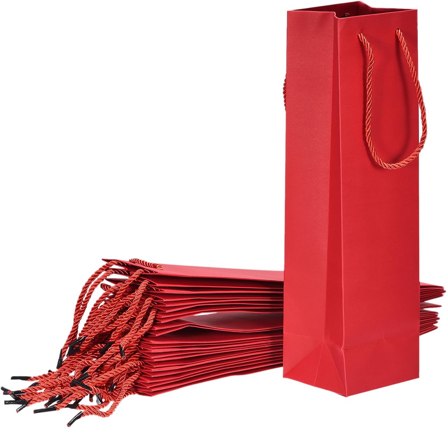 uxcell Wine Bags, 12pcs Red 4 x 4 x 14 In Wine Gift Bags