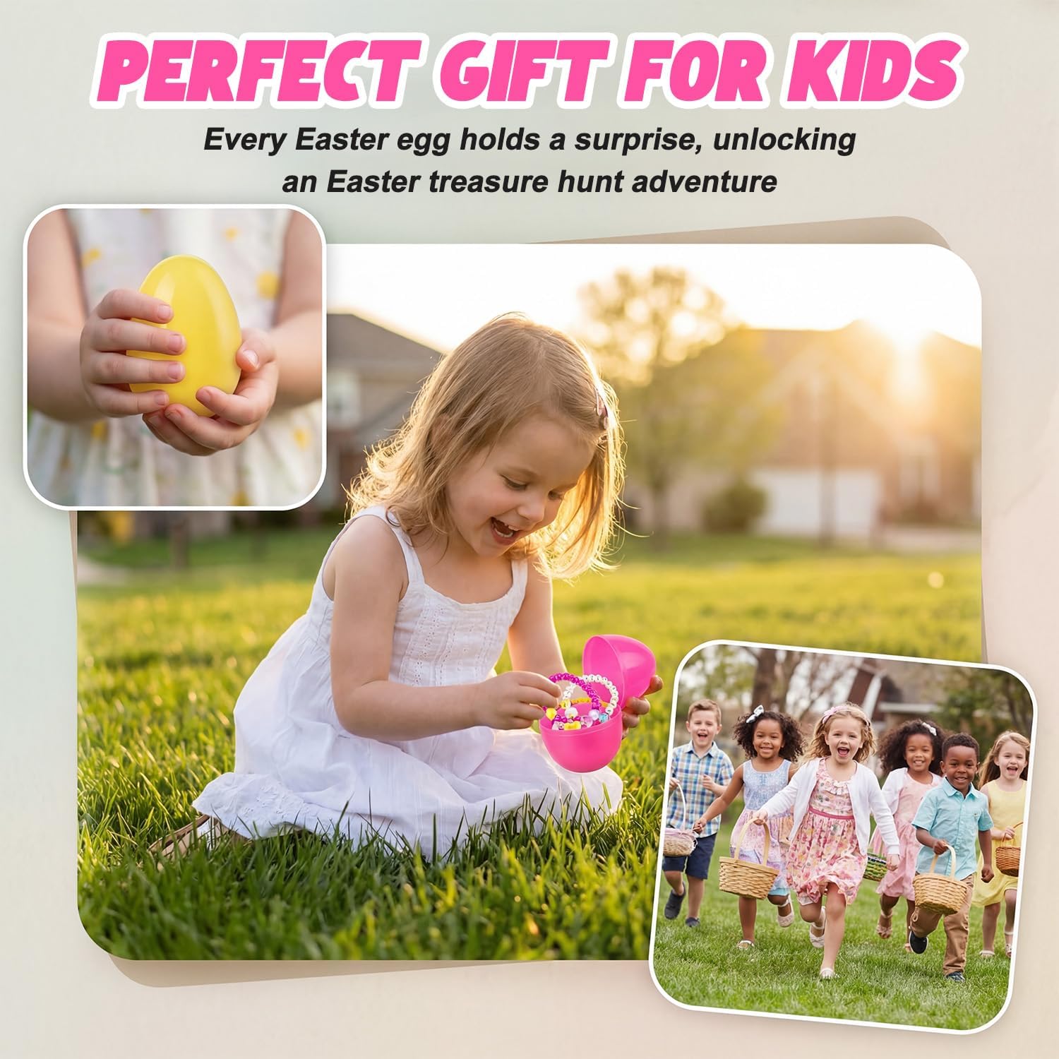 12 Pack Easter Basket Stuffers with Girls Jewelry Bracelets, Easter Eggs Gifts, Egg Hunt Surprise Toys, Easter Basket Stuffers for Girls Toddler Teens