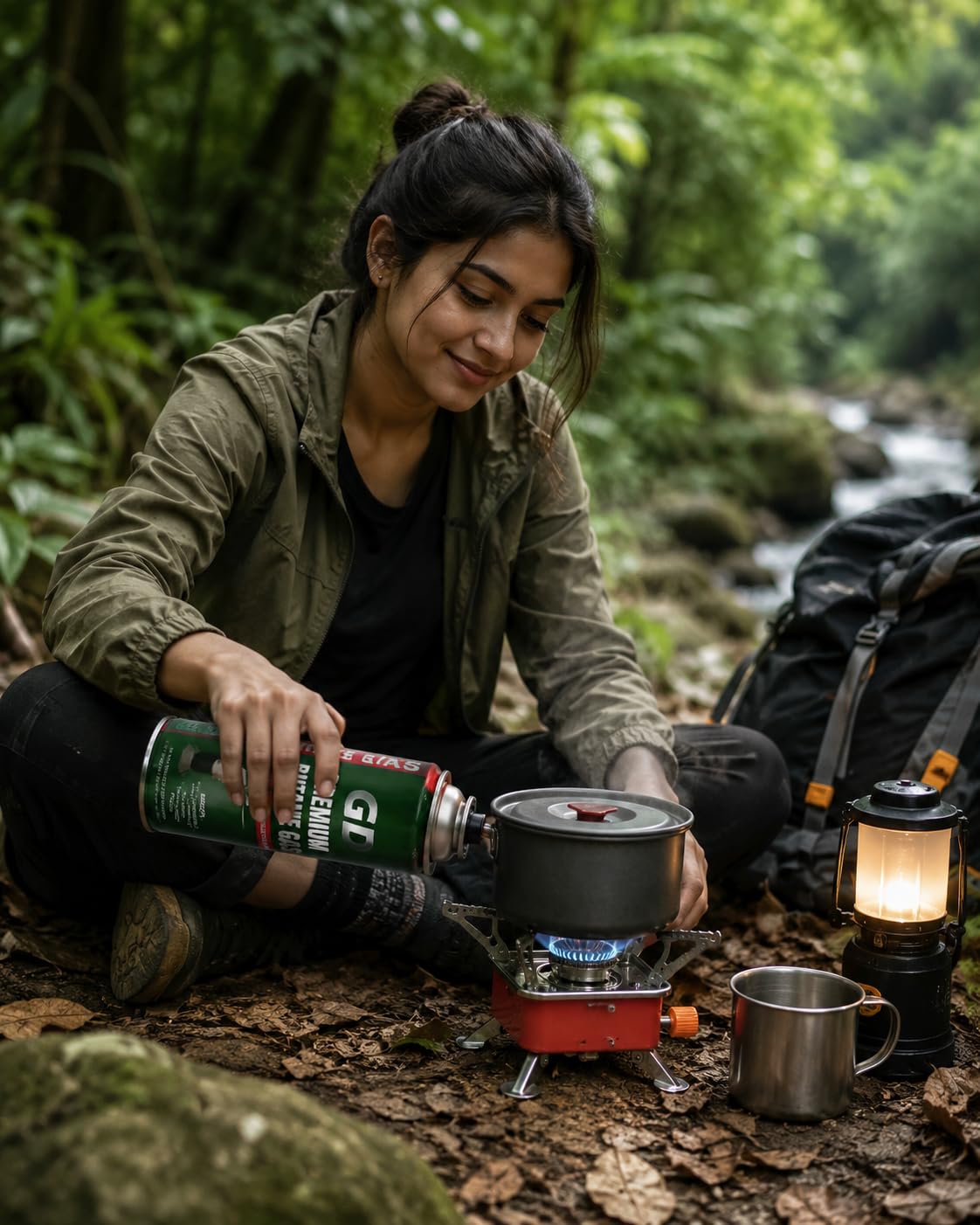 Gadget Deals- camping stove with cylinder | camping gas stove | camping stove - 2800W- Ultra Light Picnic Cooking Gas Burners & butane gas cylinder can - Emergency stove | camping cylinder 1