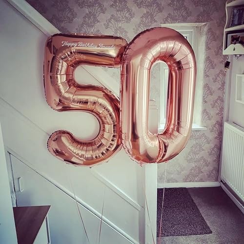 Vista 62 de Globos de oro rosa con el número 80, globos gigantes grandes de 40 pulgadas, globos de aluminio de Mylar de oro rosa con números 80 para fiesta