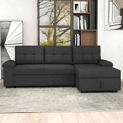 Cozyheaven Eleda 3 Seater Fabric L Shaped Sectional Sofa Set for Living Room (Grey)