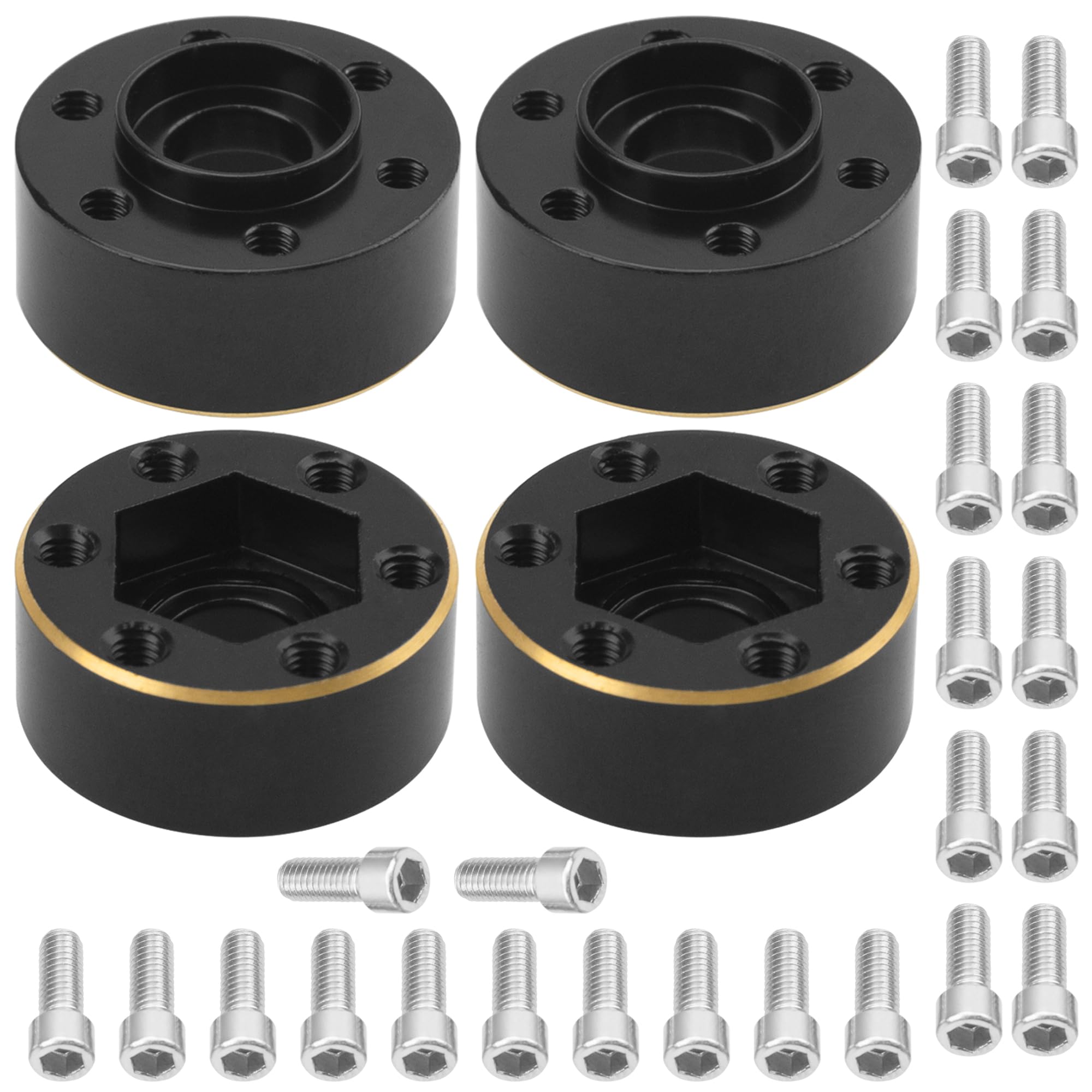 Vgoohobby RC Brass Weights 12mm Hex Hub Extended Adapters for 1.9/2.2inch Beadlock Wheel Rim Compatible with Axial SCX10 90046 Redcat TRX4 Gen7 D90 CC01 1/10 RC Crawler (Black,9mm)