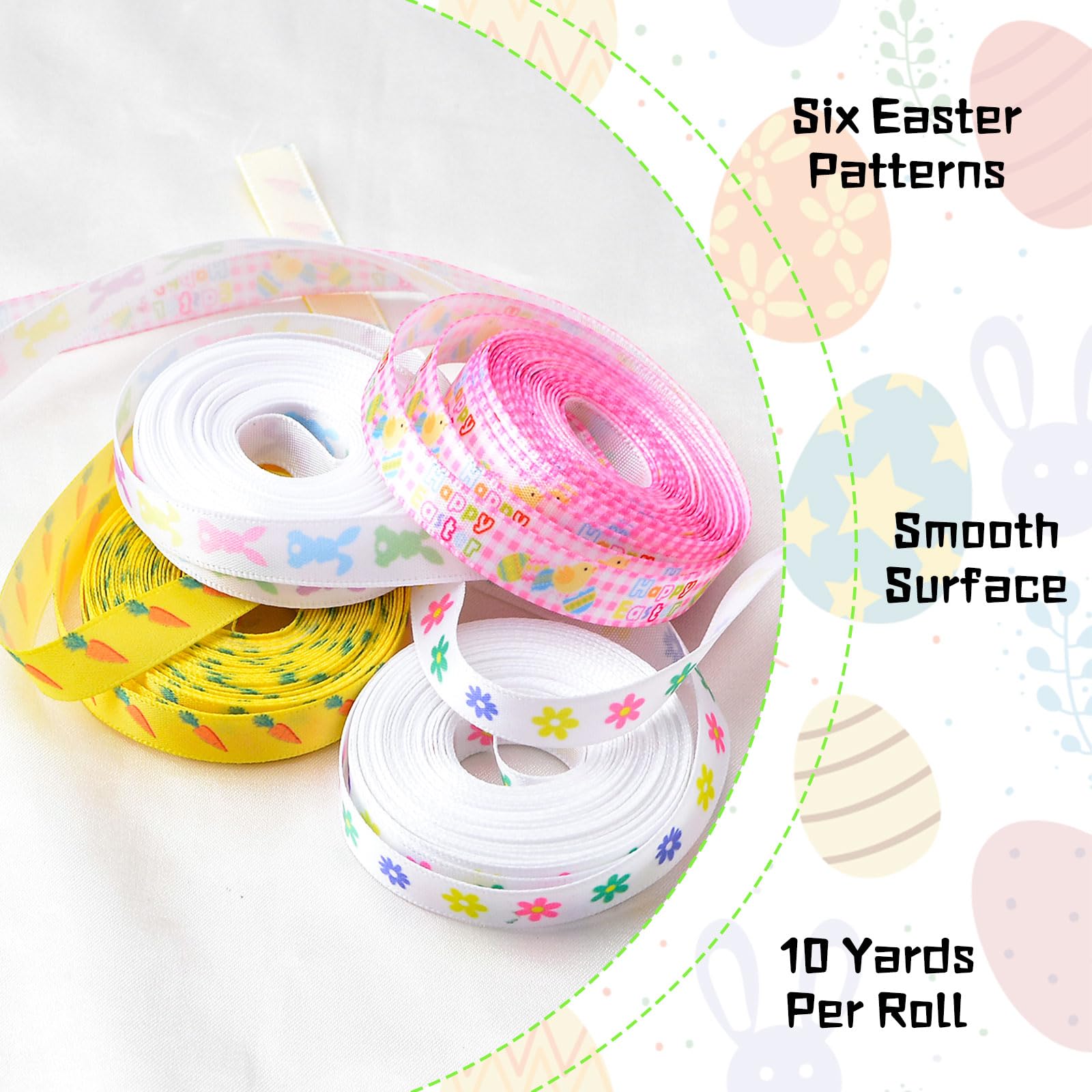 Nastro in Grosgrain stampato coniglietto di uova di pasqua del