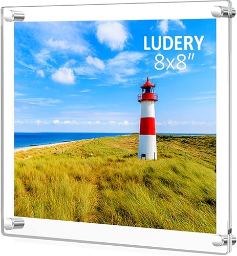 8x8 Marco de Pared Flotante de Acrílico Transparente Sin Marco, Marco de Foto de Acrílico Transparente para Pared, Panel de Marco de Pared Sin Marco