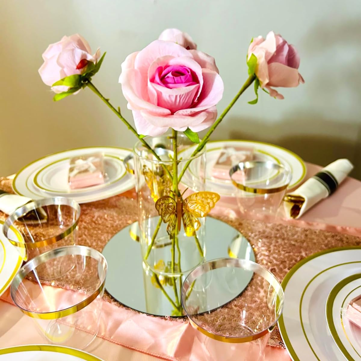 14Pack Round Mirror Centerpieces for Tables Decorations, 6inch Acrylic Round Mirror Trays Plates for Table Centerpiece Candles Wedding Baby Shower Christmas New Year Party Decor Crafts 2mm (6inch)