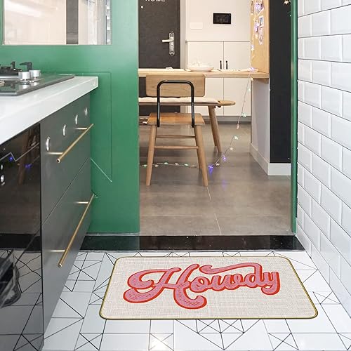 Miniatura 4 de Mingnei Tapete divertido de Howdy de color rosa intenso para la cocina del hogar, tapete de puerta de Howdy, tapete para puerta de vaquera Howdy,